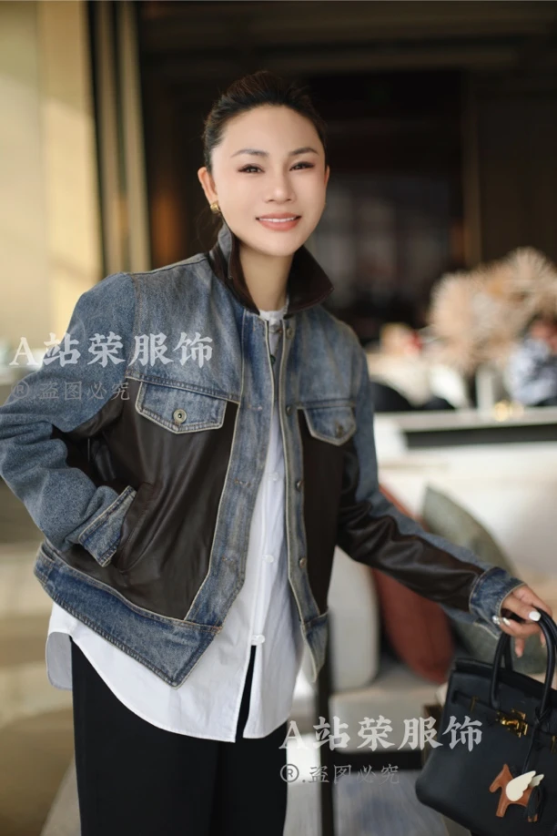 【荣姐精选】拼接牛仔外套