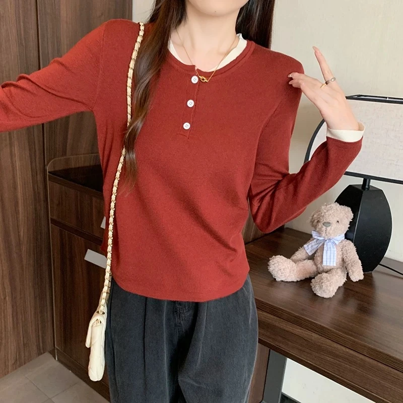 大码新款宽松针织衫女装春季胖MM遮肉显瘦别致独特长袖上衣33099#
