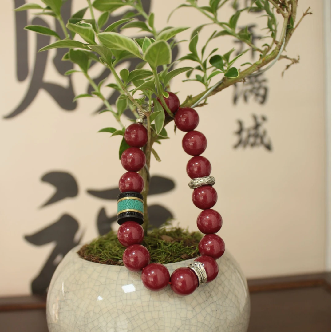 含辰砂工艺品赤云锋-瑞琰朱砂12mm单圈手串