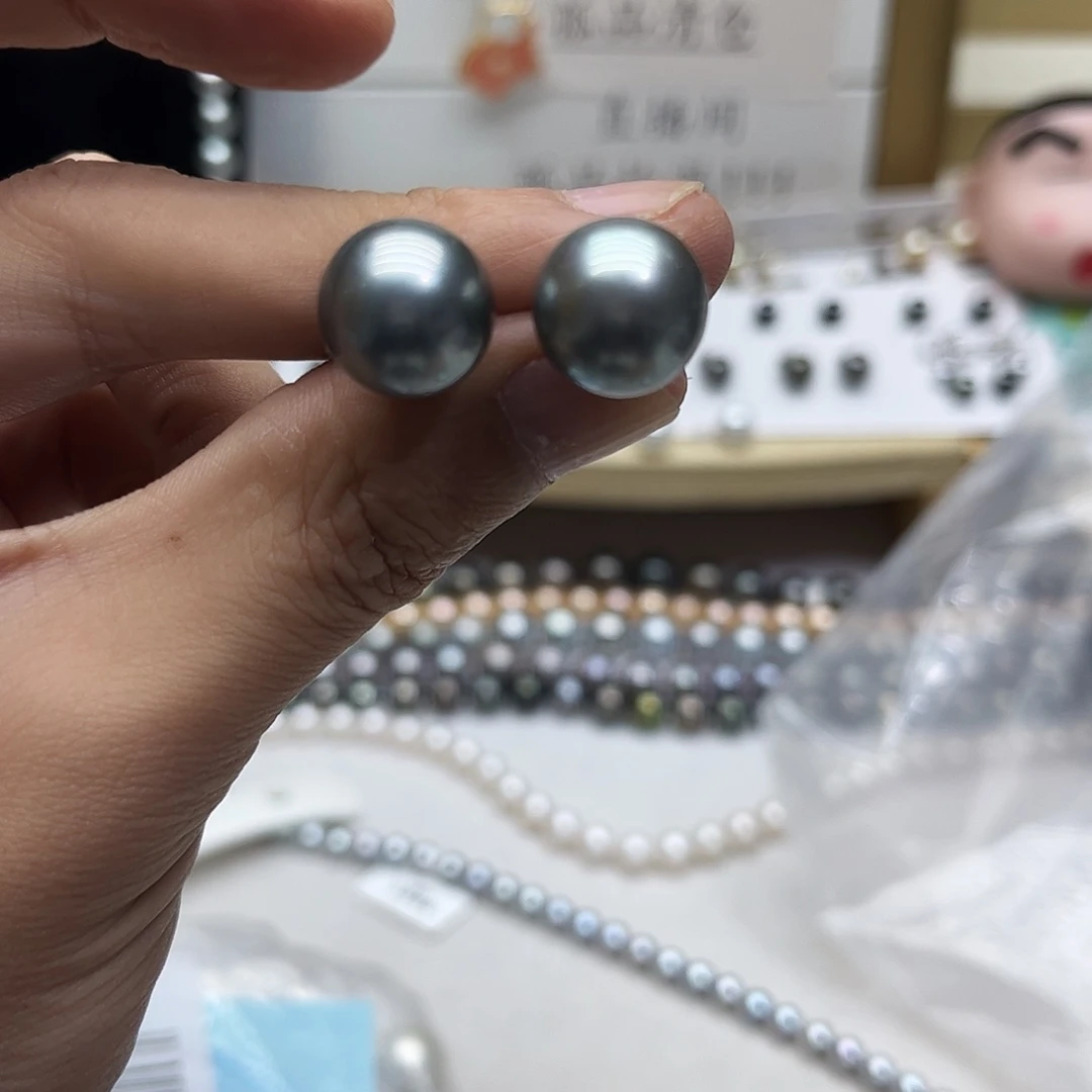 银S925镶嵌海水珍珠耳饰