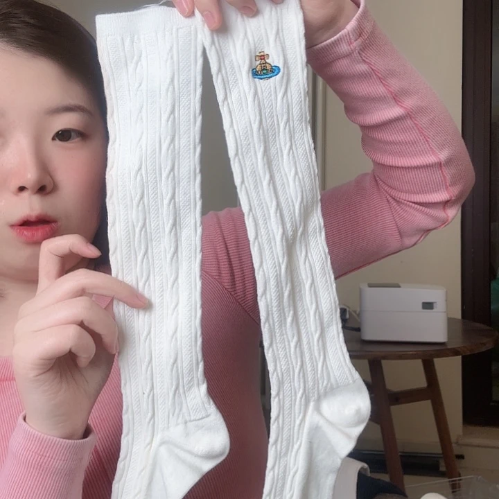 三醋酯纤维多太后白色小腿袜
