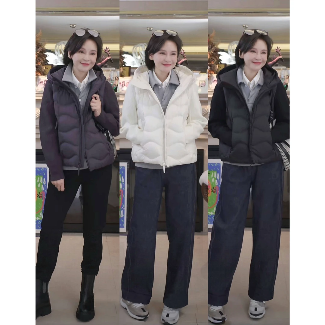 我是摩羯 菠萝包羽绒服 90白鸭绒3D球形针织袖连帽秋冬外套