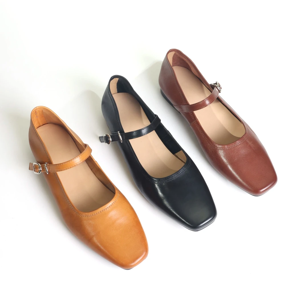 马皮版~复古芭蕾舞平底气质单鞋女手工一字带玛丽珍鞋XC1155-1