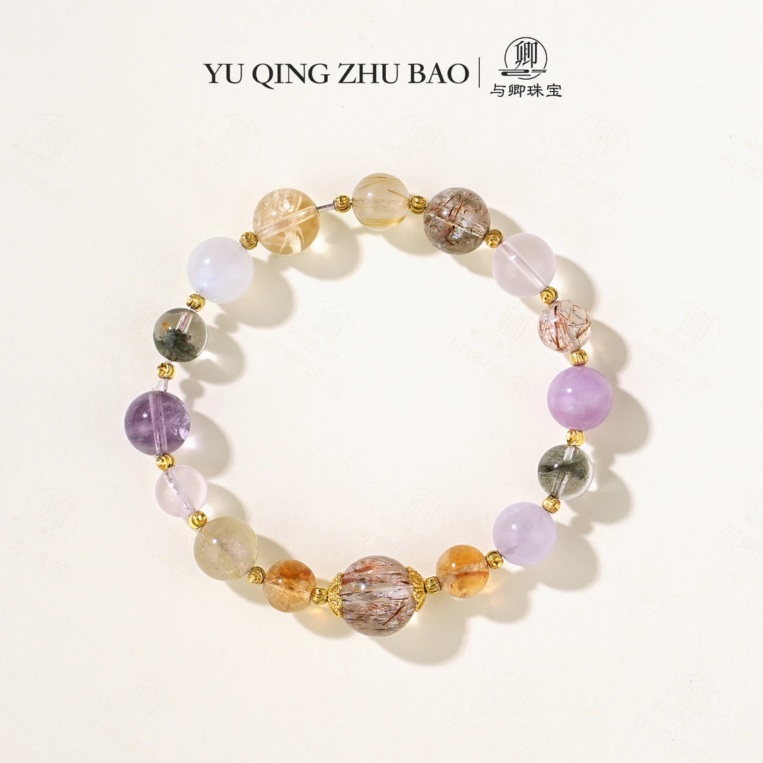 【妙愿】与卿珠宝 黑金超七+黄塔晶+金发晶+莫粉+巴西紫水绿幽灵