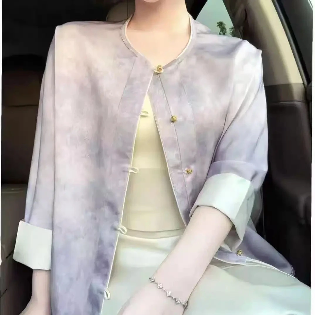 【紫洛薰】双面穿新中式防晒外套显白上衣气质盘扣女装长袖宽松