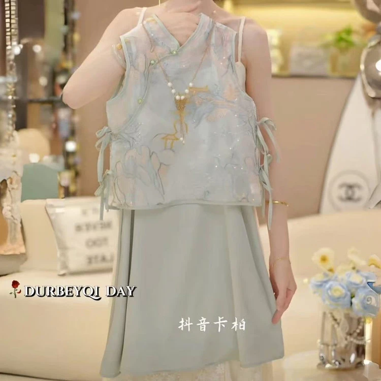 新款夏季女童仙气吊带裙时尚刺绣连衣裙百公主裙
