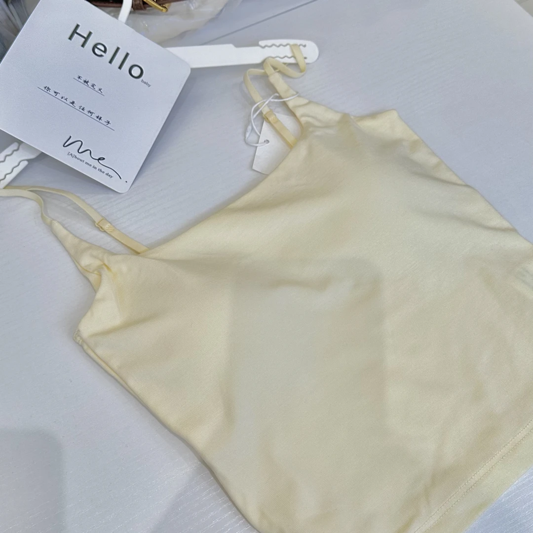 辣妹简约纯色吊带背心自带胸垫修身显瘦女春夏外穿打底上衣