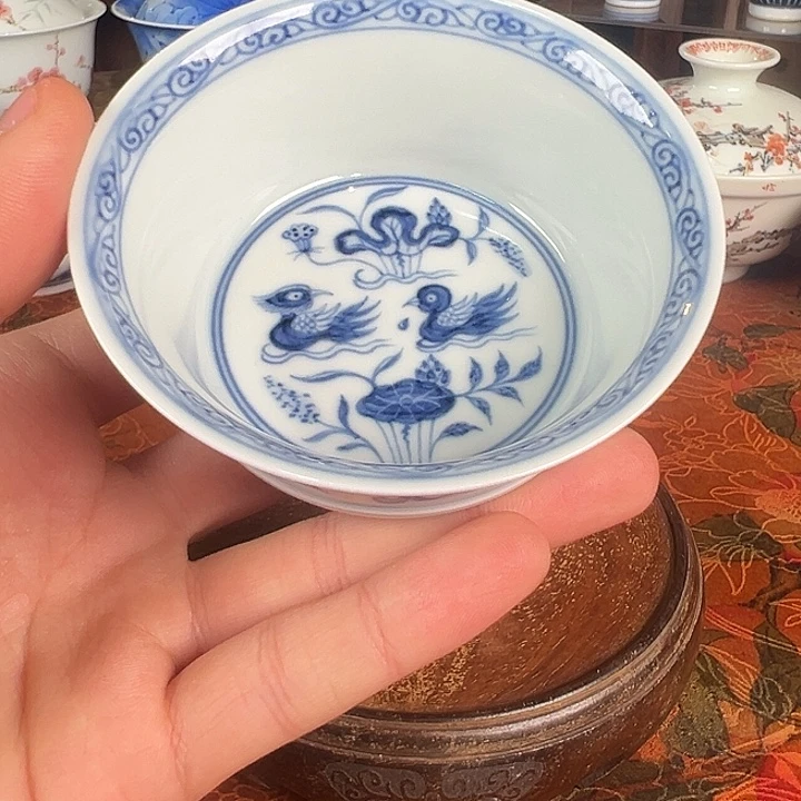 杯子陶元煦窑鸳鸯马蹄杯