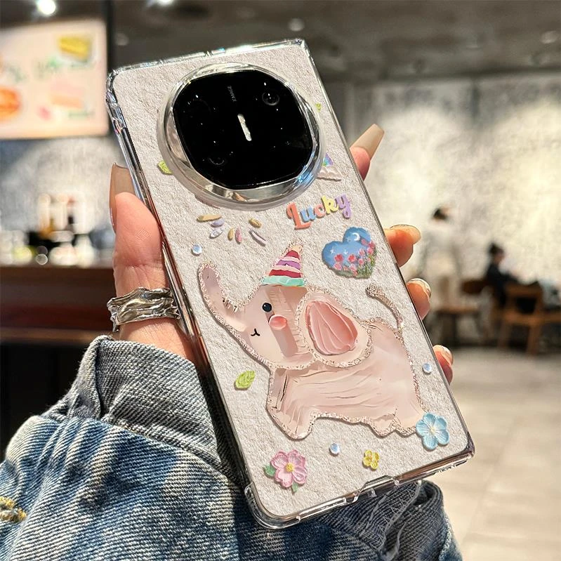 原装正品适用华为matex6手机壳新款油画小象matex5折叠屏保护套xt