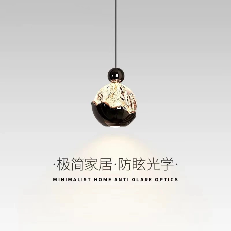 雪山新款意式极简轻奢卧室床头小吊灯创意升降玄关吊线灯