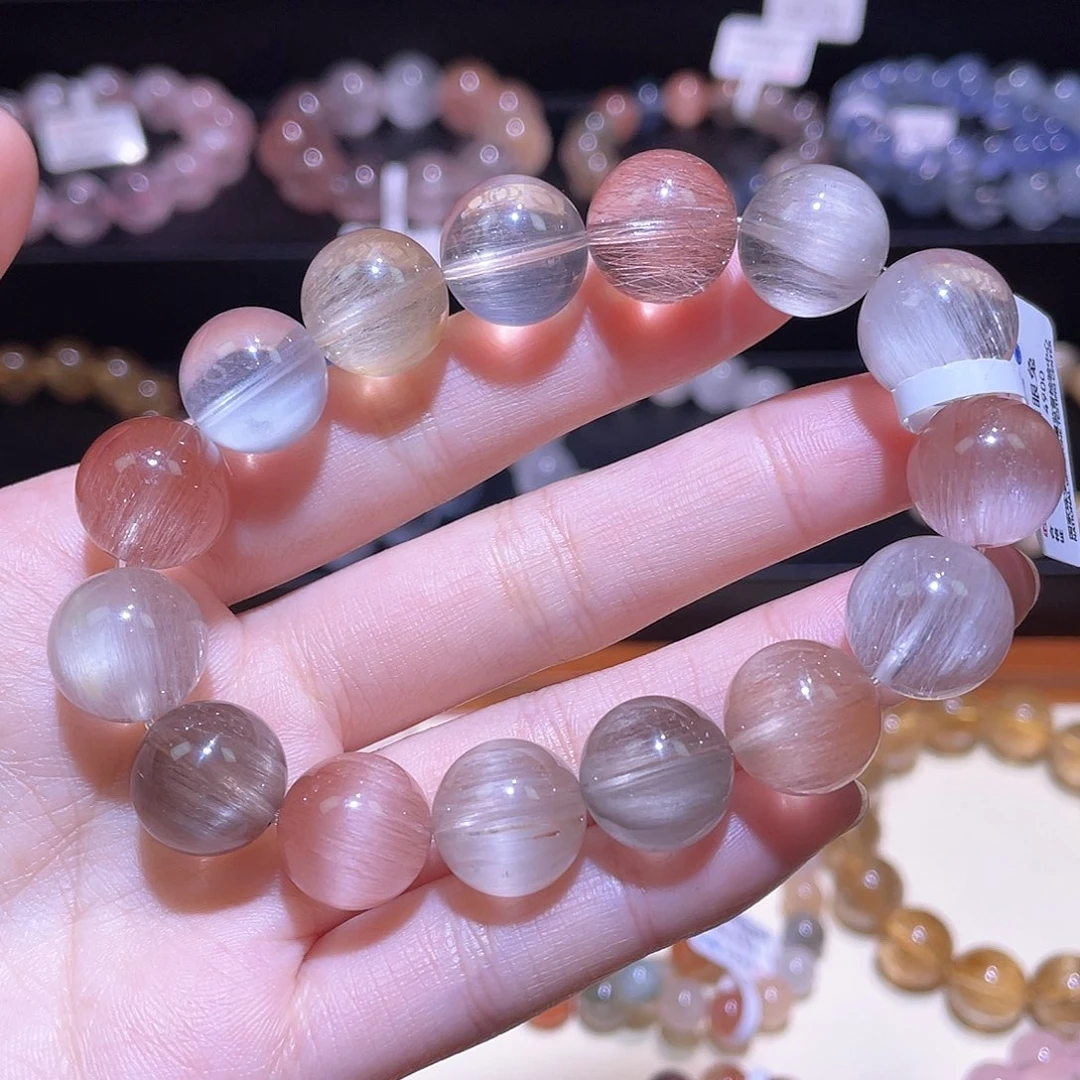 水晶手链未镶嵌兔毛手链，晶体通透13+