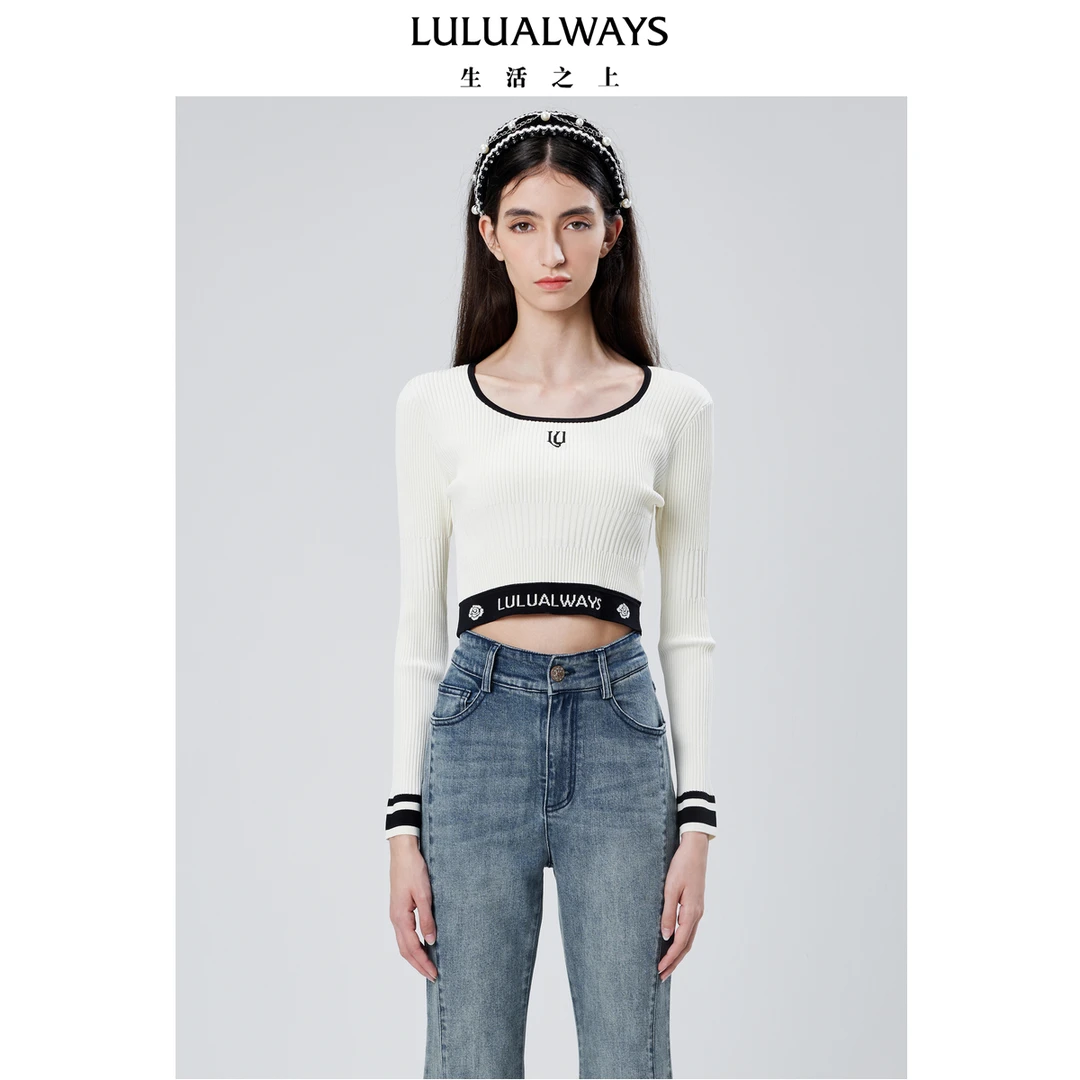 【蜜思仝粉丝专享】LULUALWAYS新款LOGO提花打底衫针织套头衫