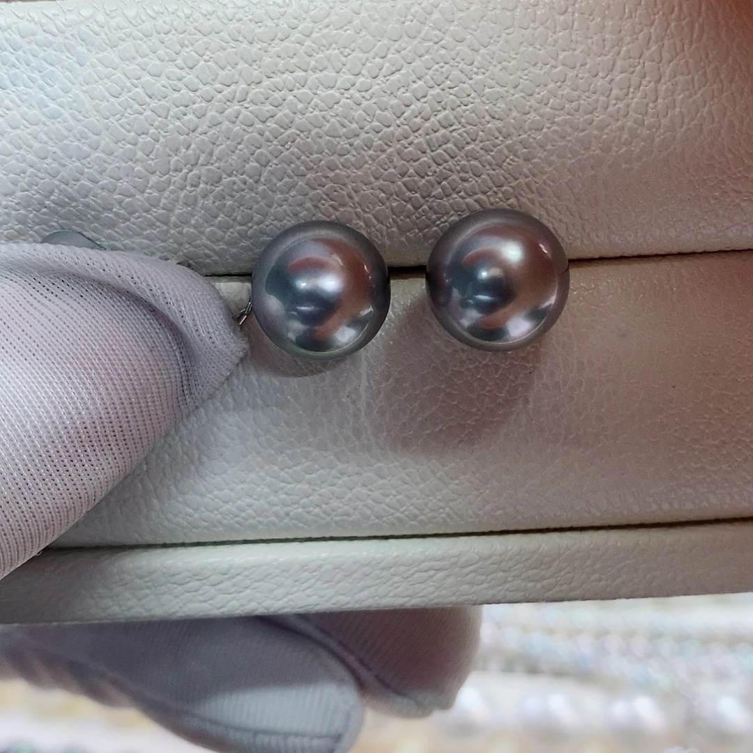 银S925镶嵌耳饰海水珍珠10-11