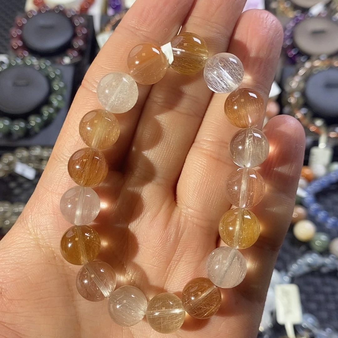 水晶手链未镶嵌透体彩兔毛