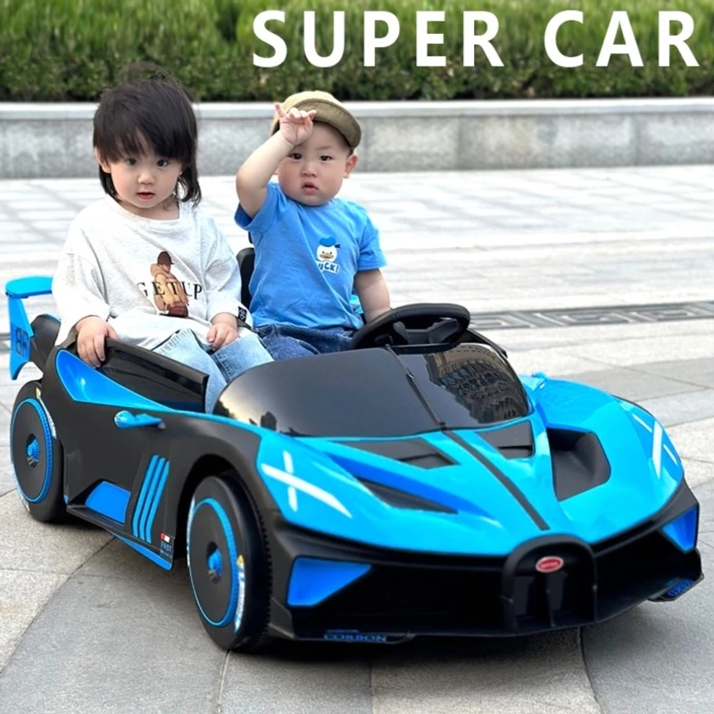 儿童电动跑车卡丁车四轮车可坐人双人摇摆哄娃男女遥控玩具车童车