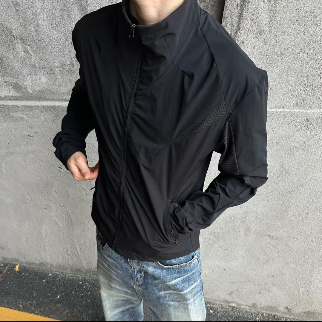 网眼轻量薄款防晒服立领休闲跑步运动户外廓形原纱防晒服