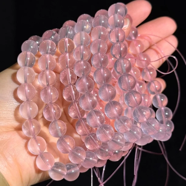 【伟伟鉴定】莫桑比克粉晶净体星光圆珠手串约10多样性发货发一件