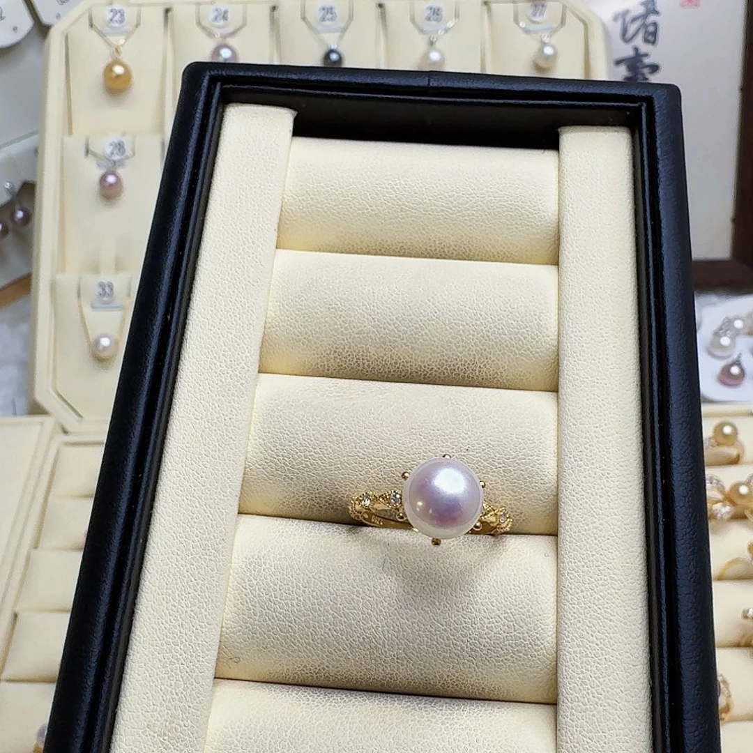 淡水珍珠戒指银S925镶嵌蕾