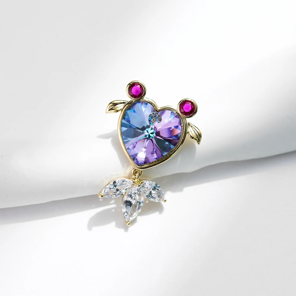 铜合金仿水晶胸针 MN1567【施】迷你紫金鱼领针