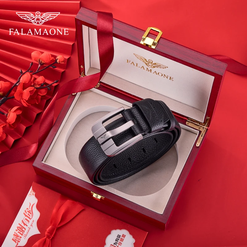 法莱阿玛尼男士针扣皮带真皮腰带2025新款高档牛皮裤腰带生日送礼