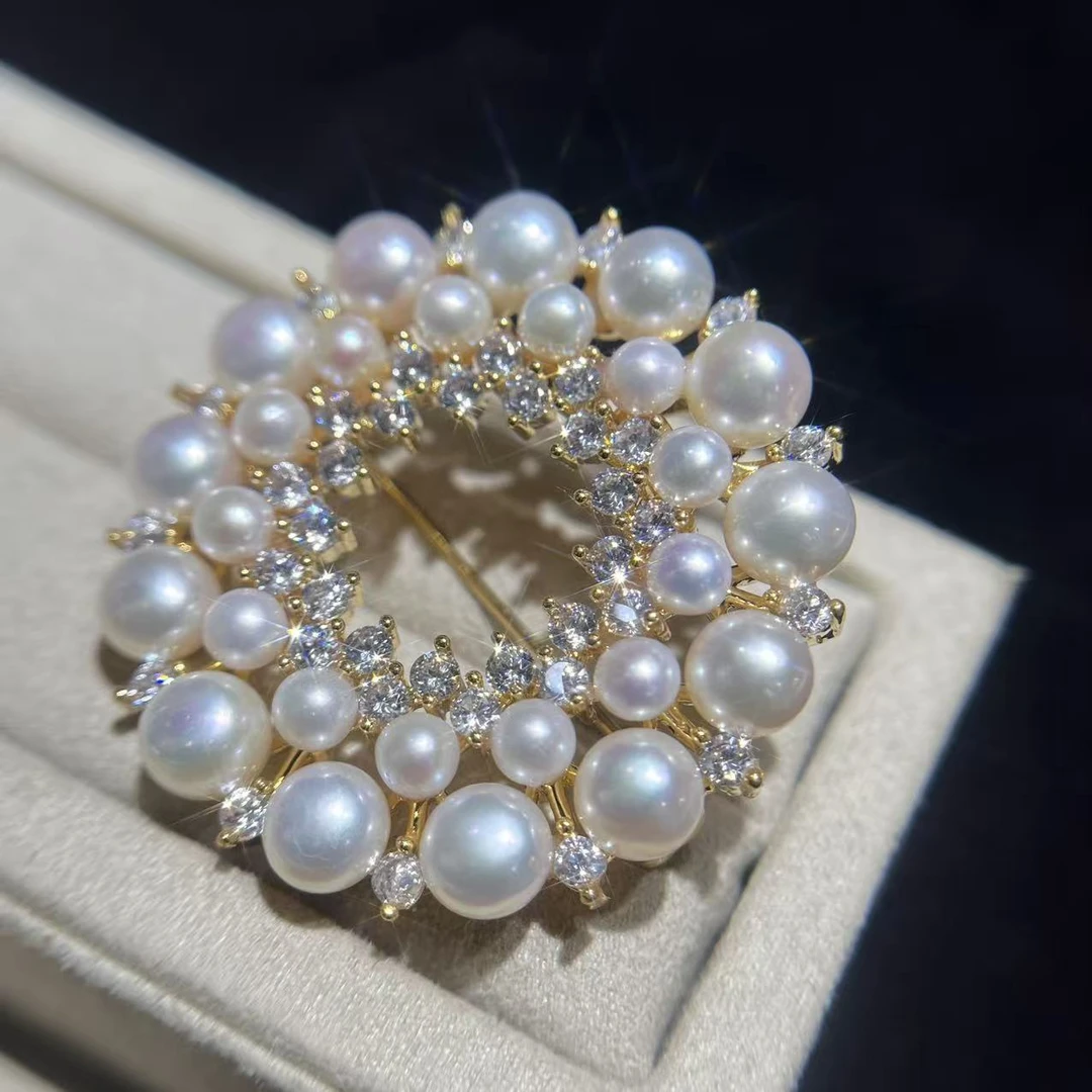 【珍珠皇后】合金淡水珍珠胸针（4-6mm）
