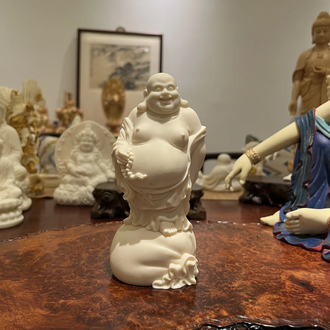 象牙果弥勒佛像雕刻手工艺品15cm(站)