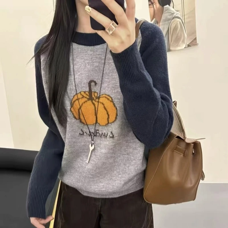 精品~亲肤显瘦-重工大南瓜刺绣针织套头A540