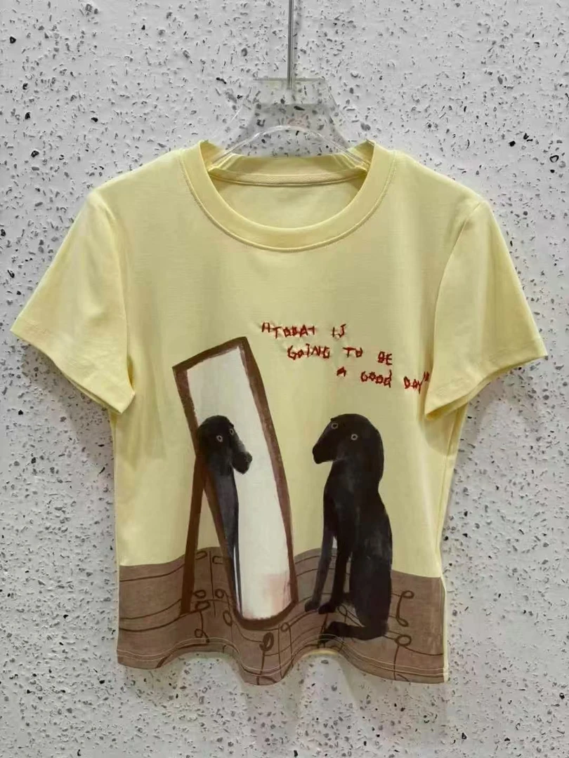 深圳南油高货原创yi百搭杂志风常规款常规宽松夏季T恤印花休闲风