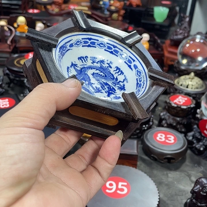 琉璃手工艺品红木底座工艺品