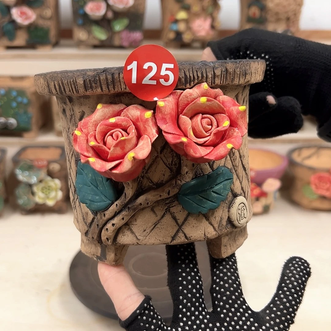 紫砂花盆125号内口12高13