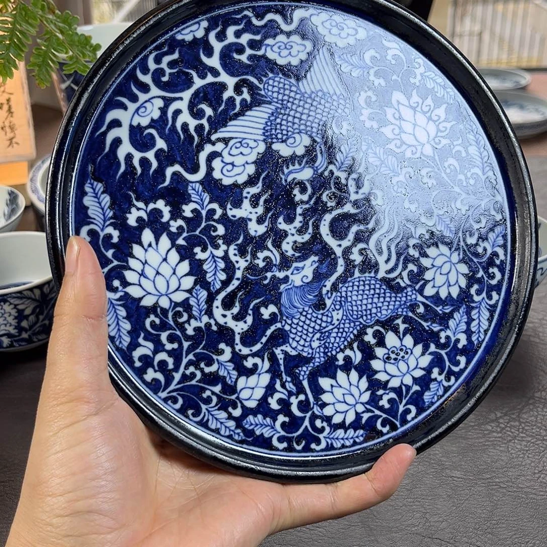 朝岚夕霞仿至正元青花重工壶承原矿釉烧制全手绘