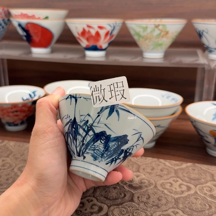 釉下手绘茶具微瑕