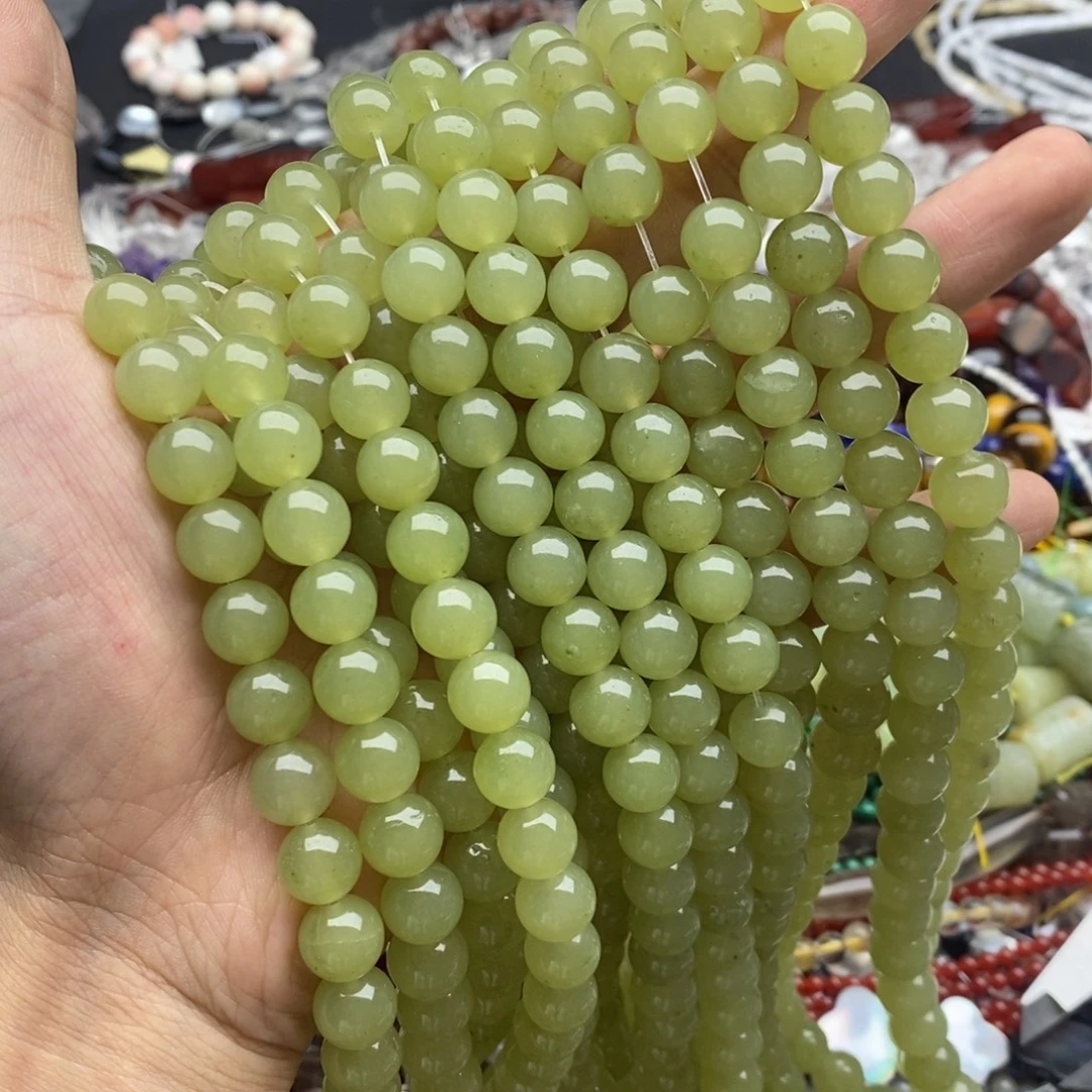 玛瑙/玉髓未镶嵌珠宝半成品一条10mm晴水绿优化玉髓圆珠