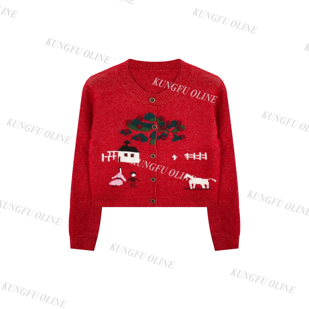 【周周】KS7858小果实开衫毛衣女气质感时尚百搭毛针织衫上衣