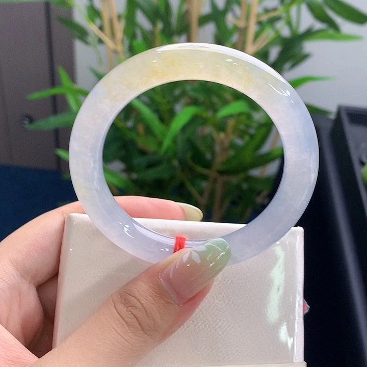 翡翠未镶嵌手镯冰黄翡圆条8
