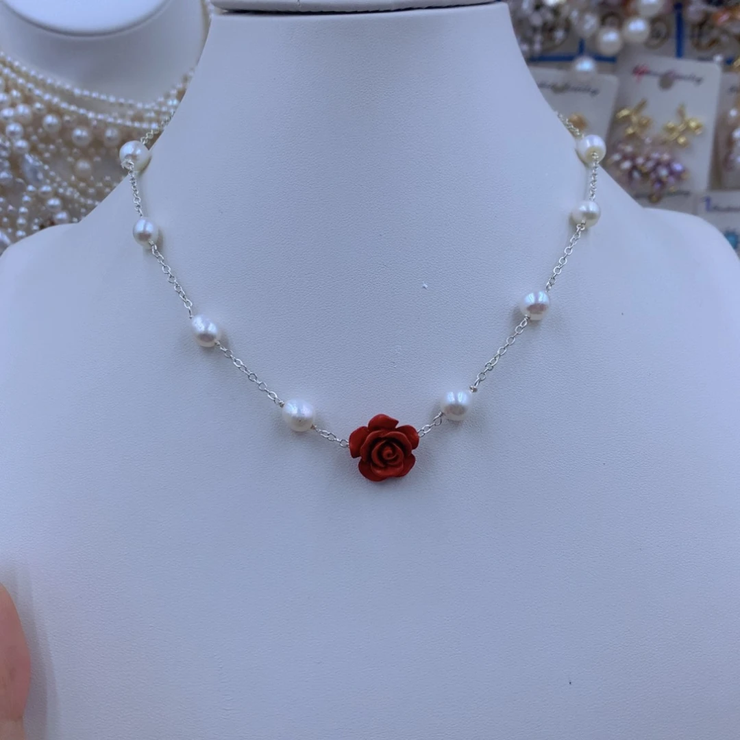 颈饰银S925镶嵌淡水珍珠