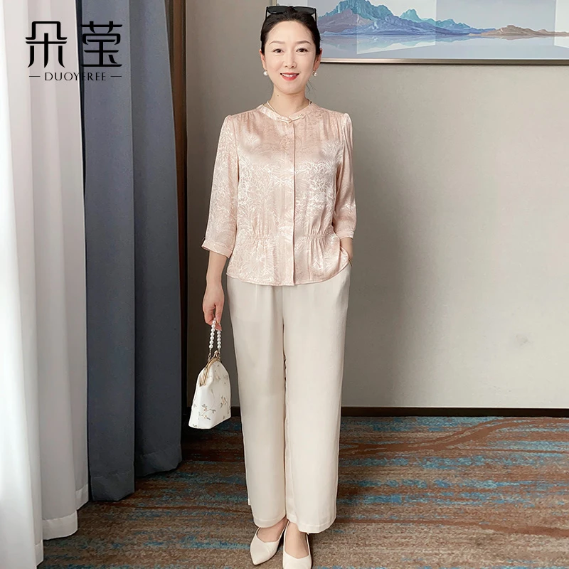 【双11好物】SL新品时尚妈妈装新中式小衫套装新款中年女装上衣裤子