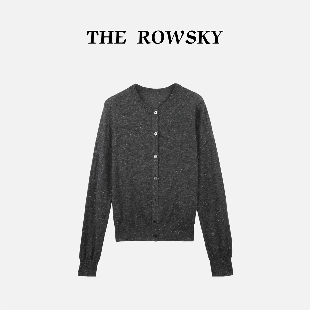 杨圣坤2025新品女士简约百搭美丽诺羊毛长袖圆领针织开衫SQ258901