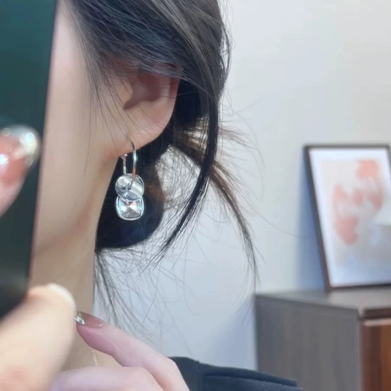 铜合金耳饰 1130可拆卸一款多戴冷淡风方糖时尚轻奢设计耳环百搭