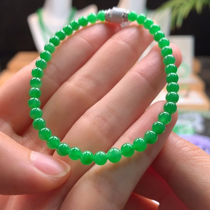 翡翠未镶嵌手链天然缅甸A货翡翠卡4.3mm