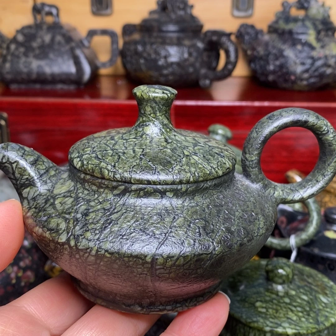 藏玉药王石蛇纹料神灯壶170cc