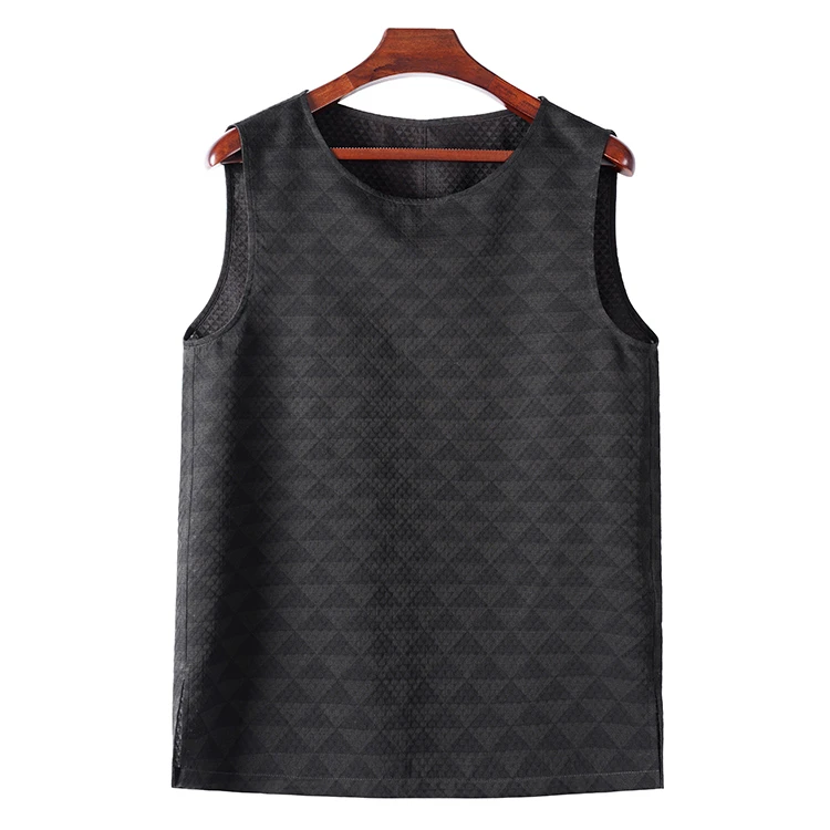 99337 男士背心 桑蚕丝透孔罗香云纱男装新中式复古夏季休闲上衣