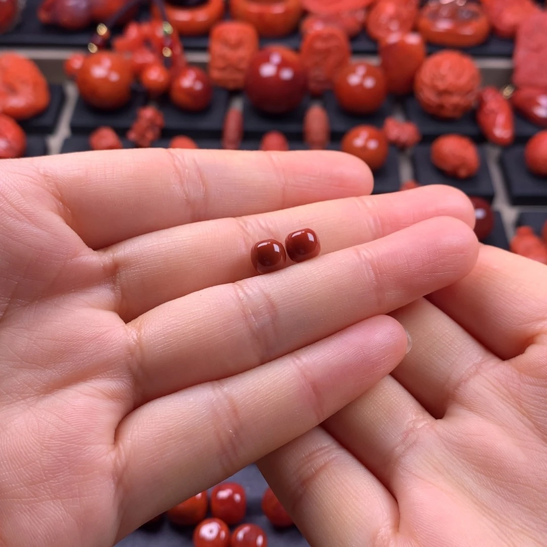 南红玛瑙老型对珠6.4MM未镶嵌