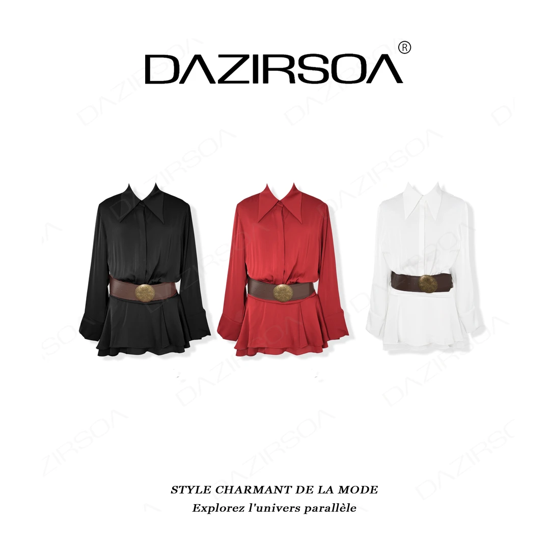 DAZIRSOA/达姿“优雅方程”时尚百搭气质优雅显瘦衬衫连衣裙 AA896