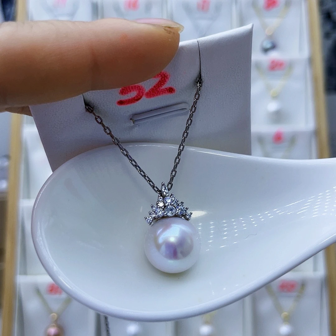 银S925镶嵌淡水珍珠吊坠(不含链)
