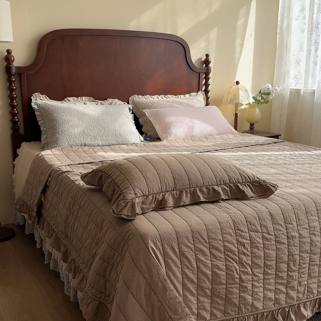 棉巧克力色三件套宽条