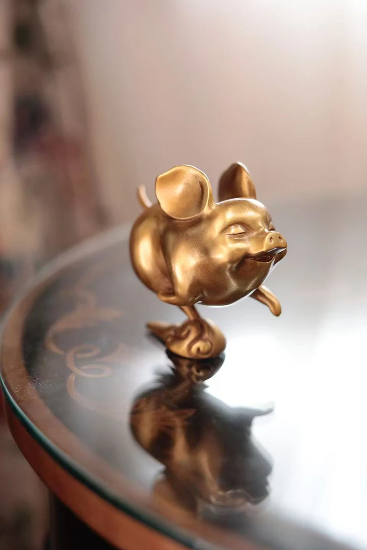 潇允饰家/飞天小猪/纯铜摆件/桌面摆件