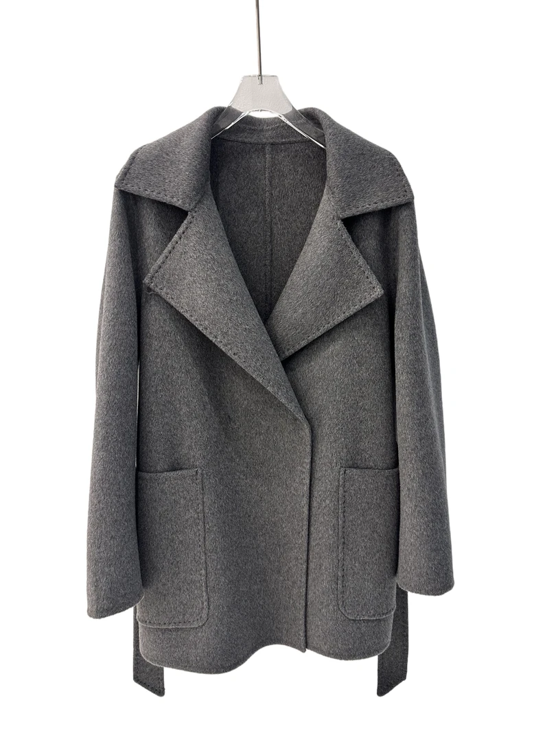 1818款秋冬中长款女士气质时尚百搭宽松双面呢高级羊绒毛呢大衣