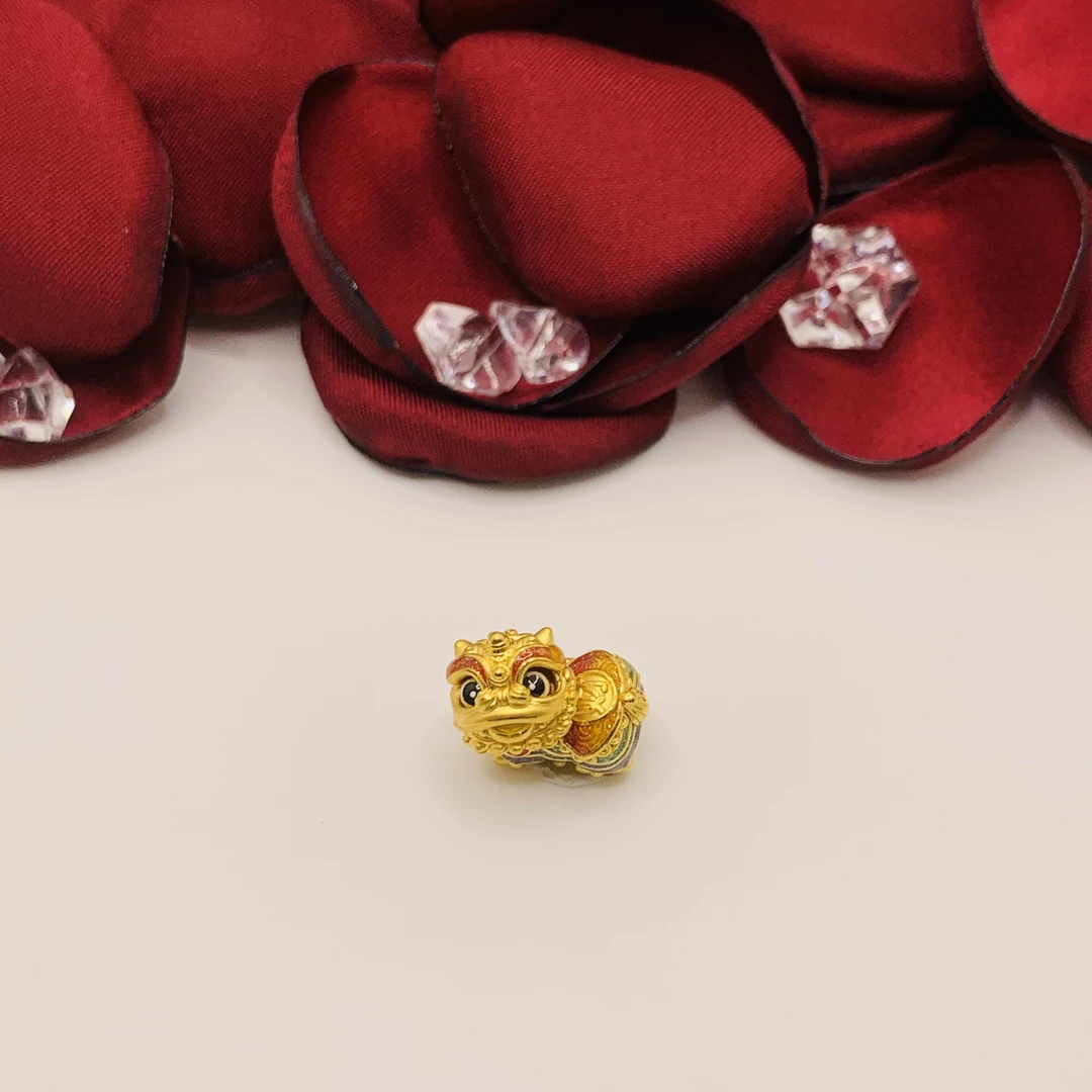 醒狮黄金转运珠 足金转运珠 国潮醒狮 摇头晃脑 5D黄金