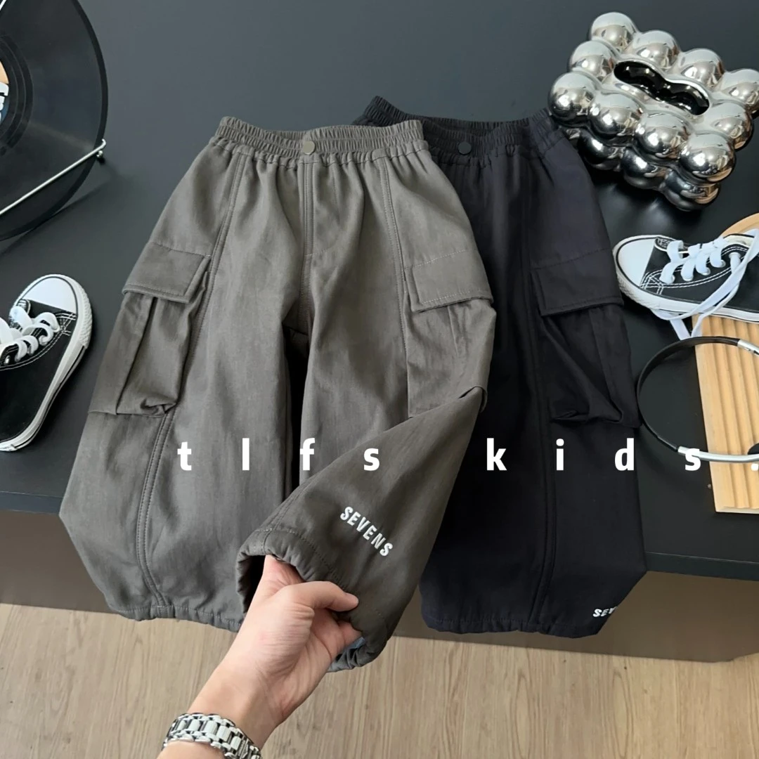 童例「25438抽绳工装加绒休闲裤」秋冬儿童宽松长裤百搭男童女童潮